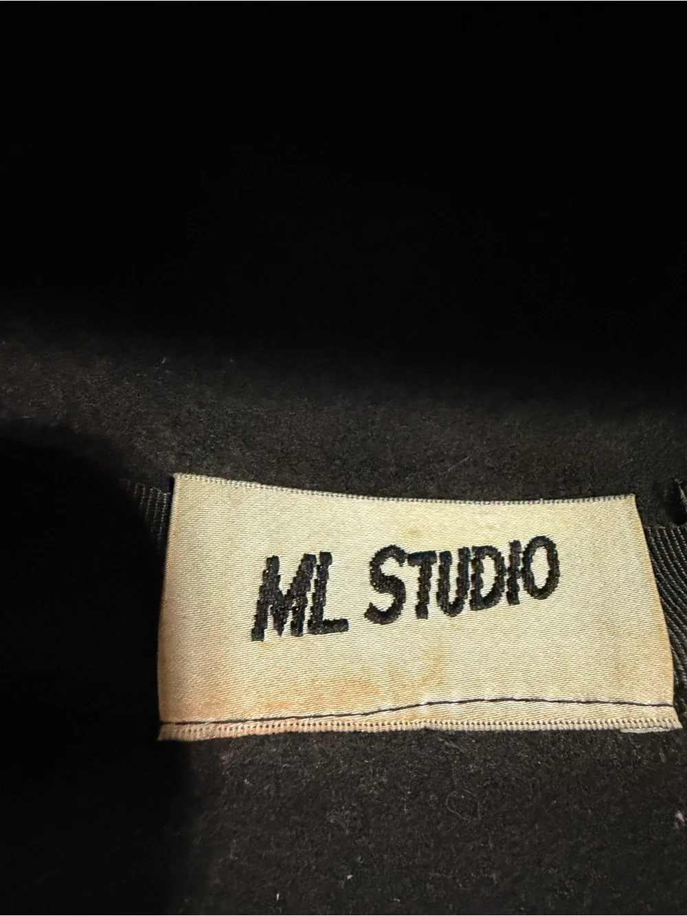 ML Studio Black Wide-Brim Wool Hat with Black & White Fur Pom Details